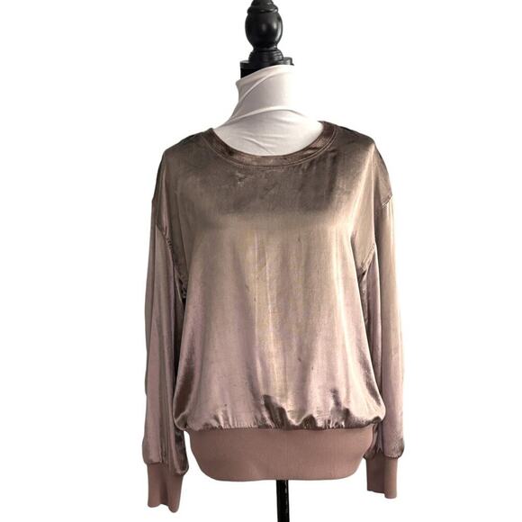 Rag & Bone Velour Long Sleeve Top Shimmer Brown Size Medium - Picture 1 of 9